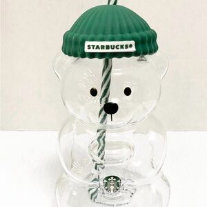 Starbucks Clear Bear Tumbler with Green Lid